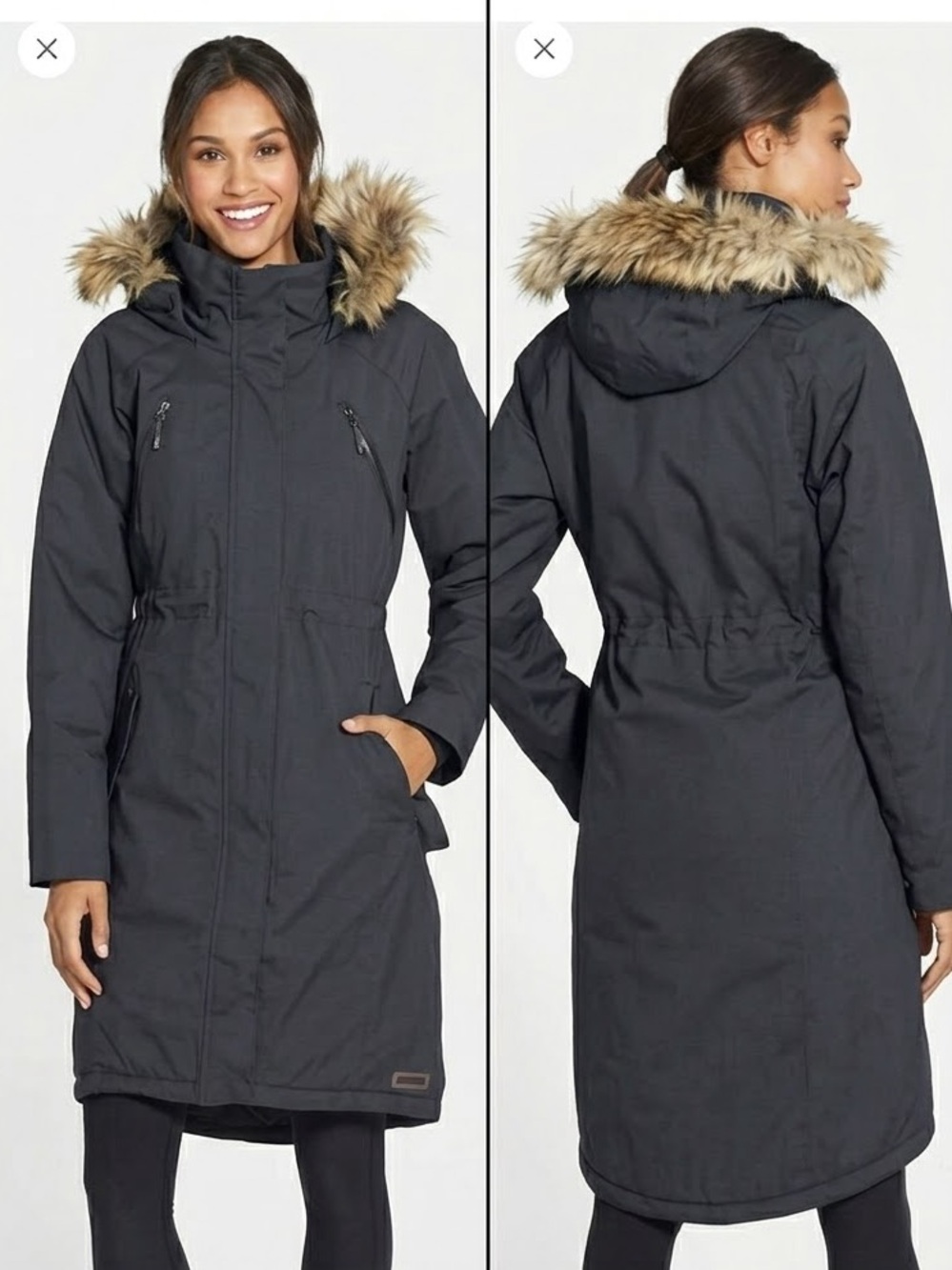 Merrill Lohri Long Redux Hooded Insulated Parka Dark Grey Winter Coat, SZ XL